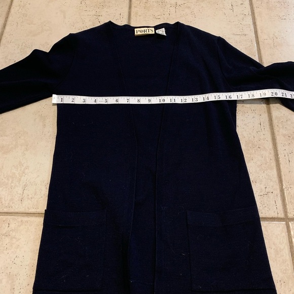 Vintage Ports International Pure Virgin Wool Cardigan S Dark Blue/Black - Picture 7 of 7